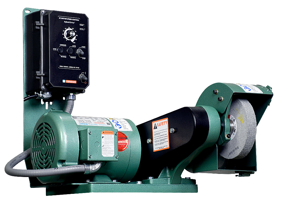 60110 Model 600 variable speed polishing lathe / buffer shown with optional DS6 dust scoop.